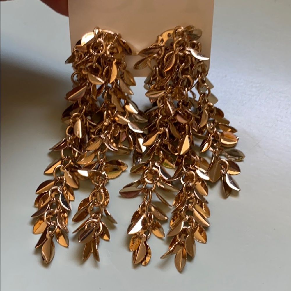 Zara gold leaf clip on earrings